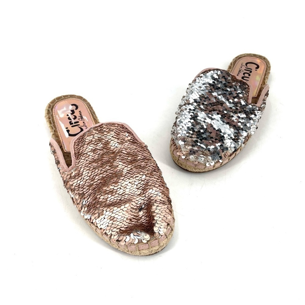 Circus Sam by Edelman Leeanne Sequin Multicolor Sparkle Slip On Espadrille Mule - Picture 1 of 5